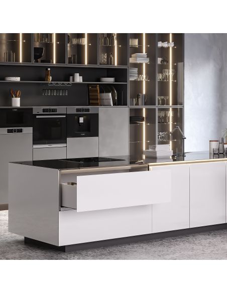 Emuca Cassetto esterno Vertex con regolazione 3D altezza 178mm, 60kg, profondità 500mm, Acciaio, Verniciato bianco