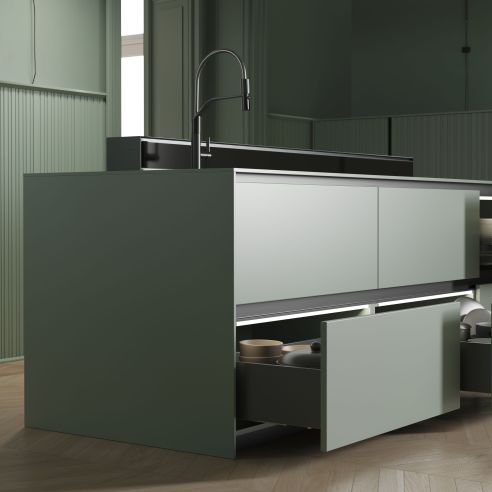 Emuca Cassetto esterno Vertex con regolazione 3D altezza 178mm, 60kg, profondità 500mm, Acciaio, Grigio antracite