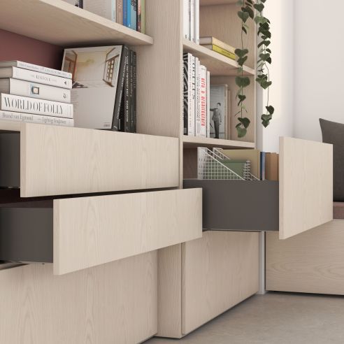 Emuca Cassetto esterno Vertex con regolazione 3D altezza 178mm, 60kg, profondità 500mm, Acciaio, Grigio antracite