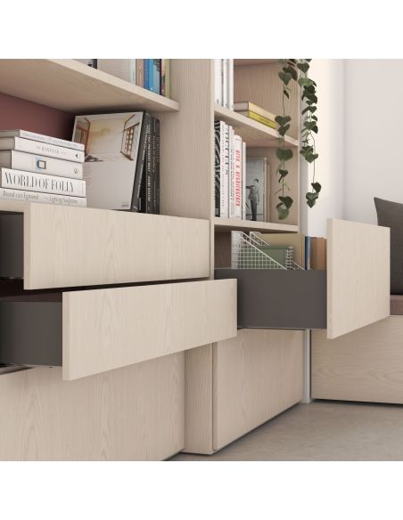 Emuca Cassetto esterno Vertex con regolazione 3D altezza 178mm, 60kg, profondità 500mm, Acciaio, Grigio antracite