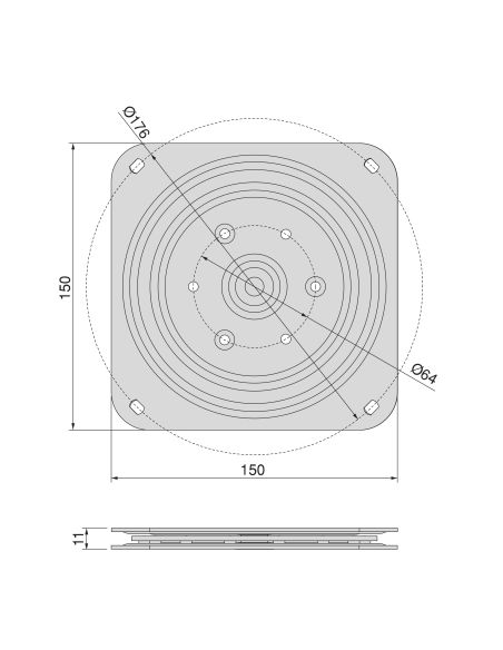 Emuca Base girevole Giro 4, 100 kg, Acciaio, Zincato bianco