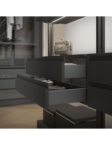 Emuca Cassetto esterno Vertex 40kg altezza 93mm, profondità 450mm, Acciaio, Grigio antracite