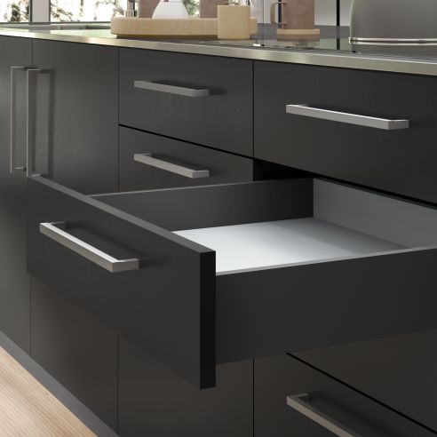 Emuca Cassetto esterno Vertex 40kg altezza 93mm, profondità 450mm, Acciaio, Grigio antracite