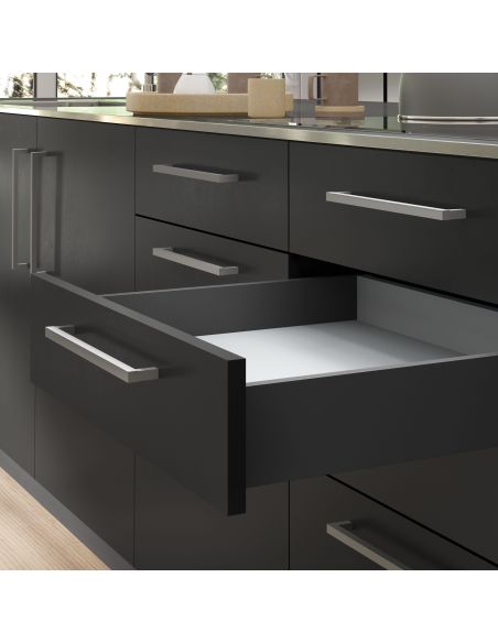 Emuca Cassetto esterno Vertex 40kg altezza 93mm, profondità 450mm, Acciaio, Grigio antracite