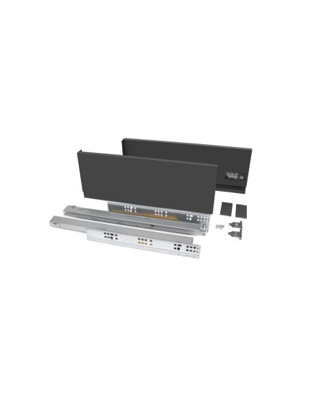 Emuca Cassetto esterno Vertex 40kg altezza 131mm, profondità 450mm, Acciaio, Grigio antracite