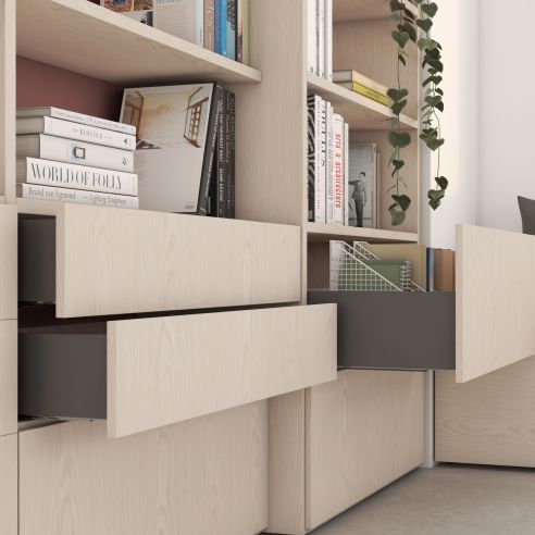 Emuca Cassetto esterno Vertex 40kg altezza 131mm, profondità 450mm, Acciaio, Grigio antracite