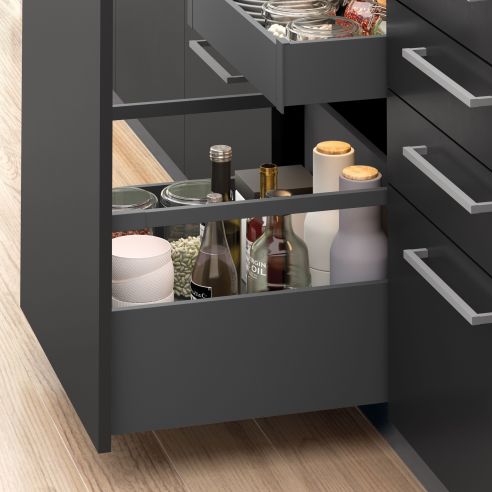 Emuca Cassetto esterno Vertex 40kg altezza 131mm, profondità 450mm, Acciaio, Grigio antracite