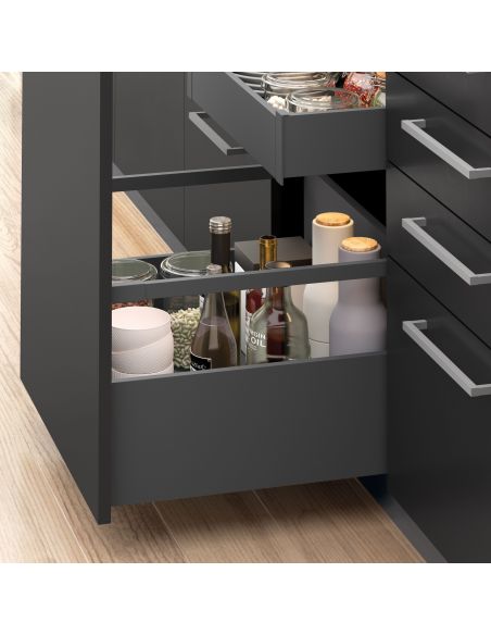 Emuca Cassetto esterno Vertex 40kg altezza 131mm, profondità 450mm, Acciaio, Grigio antracite