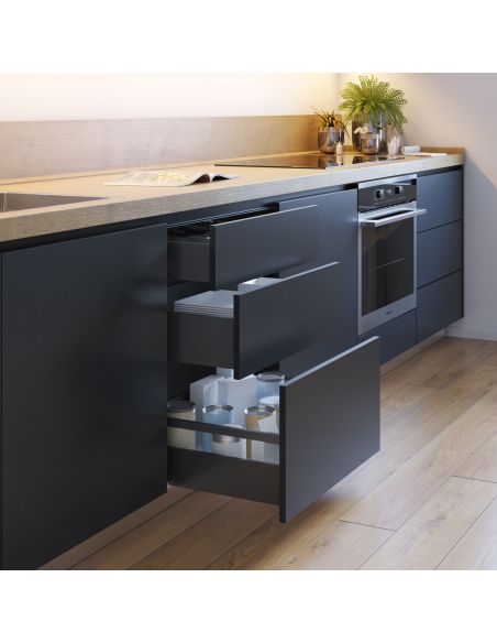 Emuca Cassetto esterno Vertex 40kg altezza 131mm, profondità 450mm, Acciaio, Grigio antracite