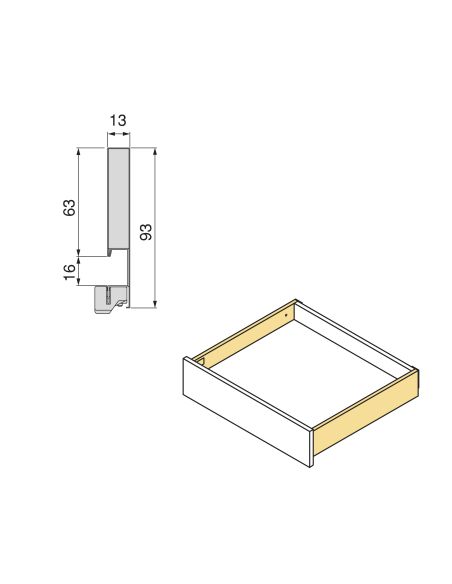 Emuca Cassetto Vertex Push Sincro con regolazione 3D, altezza 93mm , 40kg, profondità 350mm, Acciaio, Verniciato bianco
