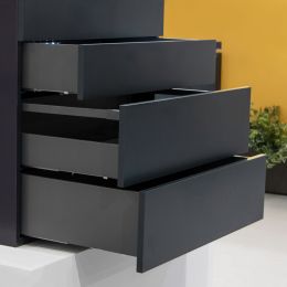 Emuca Cassetto Vertex Push Sincro con regolazione 3D, altezza 93mm, 40kg, profondità 350mm, Acciaio, Grigio antracite 2