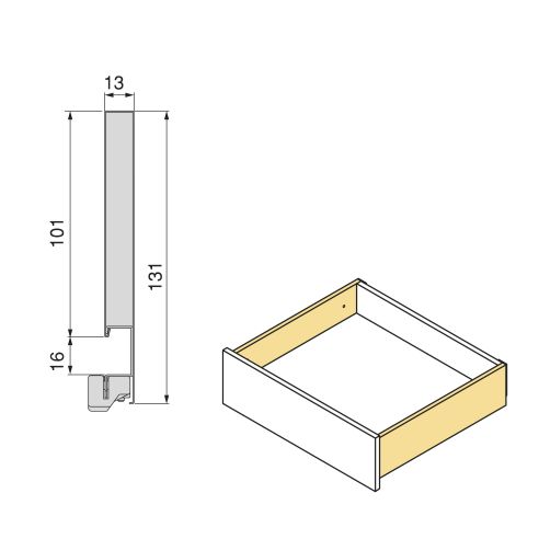 Emuca Cassetto Vertex Push Sincro con regolazione 3D, altezza 131mm , 40kg, profondità 350mm, Acciaio, Verniciato bianco