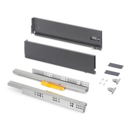 Emuca Cassetto Vertex Push Sincro con regolazione 3D, altezza 131mm, 40kg, profondità 400mm, Acciaio, Grigio antracite