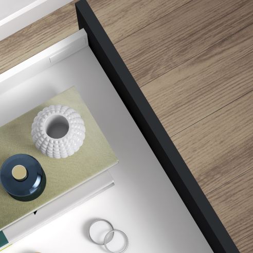 Emuca Cassetto Vertex Push Sincro con regolazione 3D, altezza 131mm , 40kg, profondità 500mm, Acciaio, Verniciato bianco