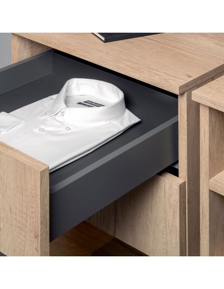 Emuca Cassetto Vertex Push Sincro con regolazione 3D, altezza 178mm, 40kg, profondità 350mm, Acciaio, Grigio antracite