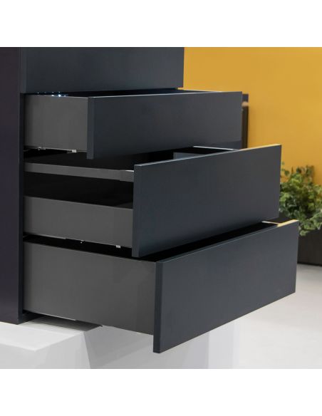 Emuca Cassetto Vertex Push Sincro con regolazione 3D, altezza 178mm, 40kg, profondità 450mm, Acciaio, Grigio antracite