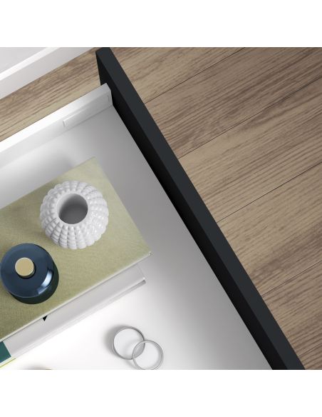 Emuca Cassetto Vertex Push Sincro con regolazione 3D, altezza 178mm , 40kg, profondità 500mm, Acciaio, Verniciato bianco