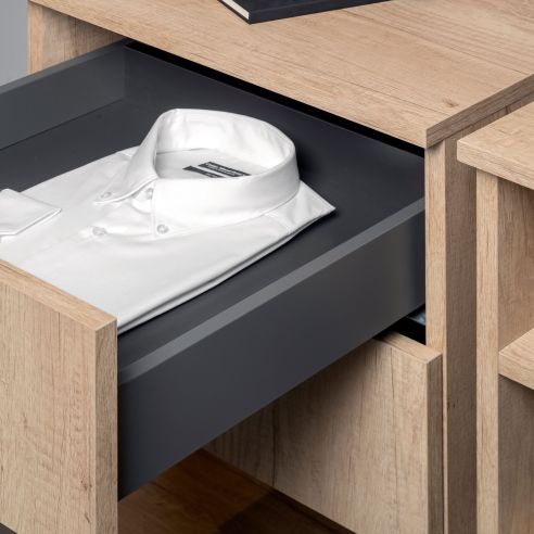 Emuca Cassetto Vertex Push Sincro con regolazione 3D, altezza 178mm, 40kg, profondità 500mm, Acciaio, Grigio antracite