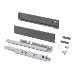 Emuca Cassetto esterno Vertex con regolazione 3D altezza 93mm, 40kg, spessore del pannello di 18mm, profondità 450mm, Grigio