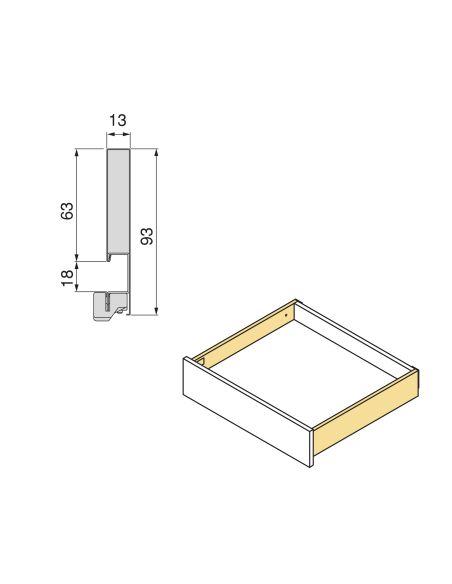 Emuca Cassetto esterno Vertex con regolazione 3D altezza 93mm, 40kg, spessore del pannello di 18mm, profondità 450mm, Grigio