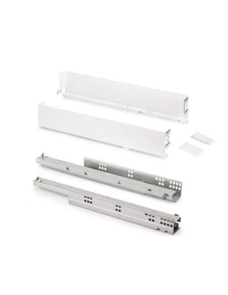 Emuca Cassetto esterno Simplex 25 kg, altezza 88 mm, profondità 440 mm, Acciaio, Verniciato bianco