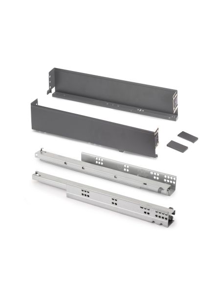 Emuca Cassetto esterno Simplex 25 kg, altezza 88 mm, profondità 440 mm, Acciaio, Grigio antracite