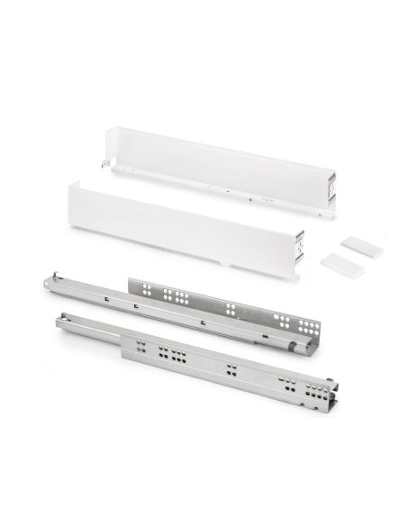 Emuca Cassetto esterno Simplex 25 kg, altezza 88 mm, profondità 490 mm, Acciaio, Verniciato bianco