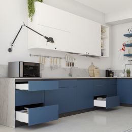 Emuca Cassetto esterno Simplex 25 kg, altezza 88 mm, profondità 490 mm, Acciaio, Verniciato bianco 2