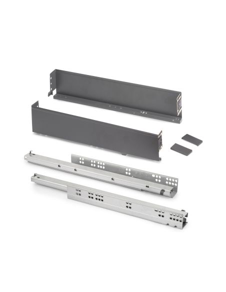 Emuca Cassetto esterno Simplex 25 kg, altezza 88 mm, profondità 490 mm, Acciaio, Grigio antracite