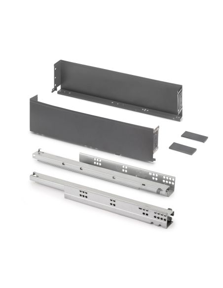 Emuca Cassetto esterno Simplex 25 kg, altezza 122 mm, profondità 440 mm, Acciaio, Grigio antracite