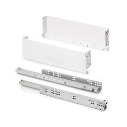 Emuca Cassetto esterno Simplex 25 kg, altezza 122 mm, profondità 490 mm, Acciaio, Verniciato bianco