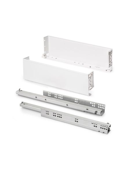Emuca Cassetto esterno Simplex 25 kg, altezza 122 mm, profondità 490 mm, Acciaio, Verniciato bianco