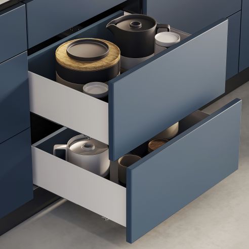 Emuca Cassetto esterno Simplex 25 kg, altezza 122 mm, profondità 490 mm, Acciaio, Verniciato bianco