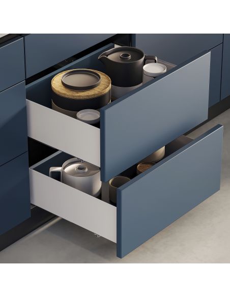 Emuca Cassetto esterno Simplex 25 kg, altezza 122 mm, profondità 490 mm, Acciaio, Verniciato bianco