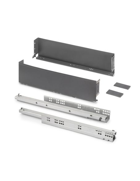 Emuca Cassetto esterno Simplex 25 kg, altezza 122 mm, profondità 490 mm, Acciaio, Grigio antracite