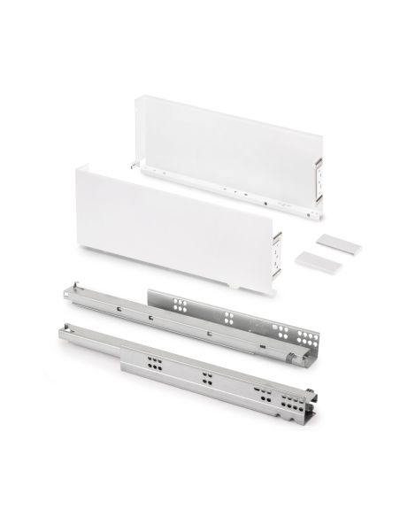 Emuca Cassetto esterno Simplex 25 kg, altezza 159 mm, profondità 440 mm, Acciaio, Verniciato bianco