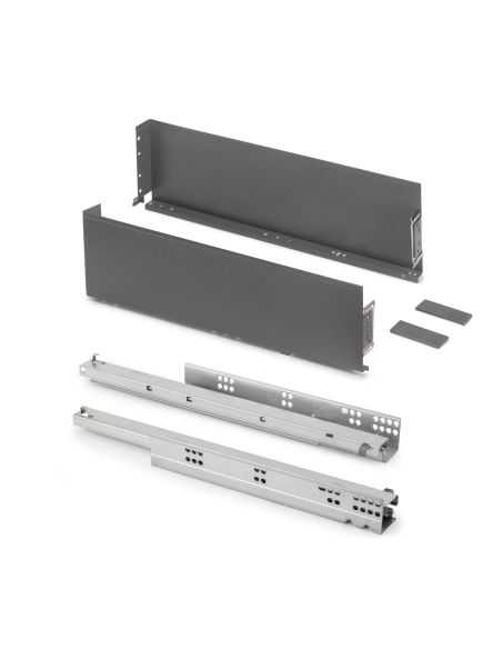 Emuca Cassetto esterno Simplex 25 kg, altezza 159 mm, profondità 440 mm, Acciaio, Grigio antracite