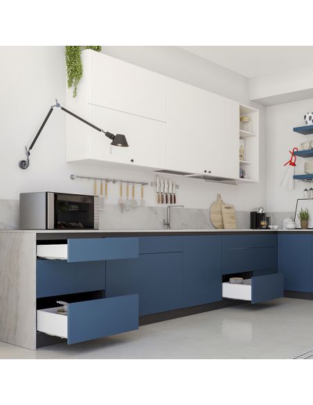 Emuca Cassetto esterno Simplex 25 kg, altezza 159 mm, profondità 490 mm, Acciaio, Verniciato bianco