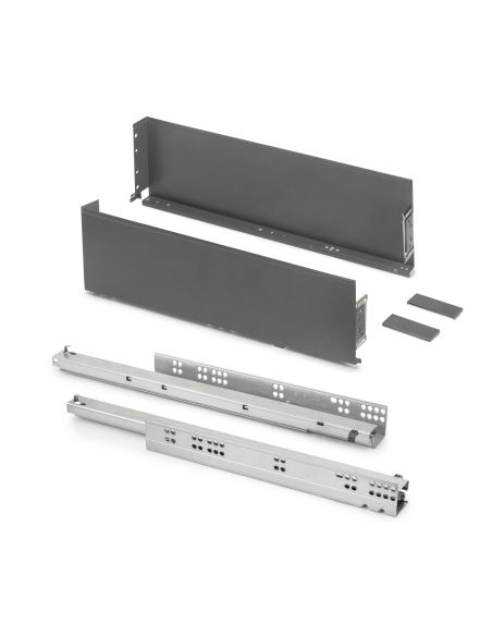 Emuca Cassetto esterno Simplex 25 kg, altezza 159 mm, profondità 490 mm, Acciaio, Grigio antracite