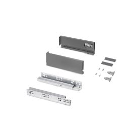 Emuca Cassetto esterno Protone 30kg, guide di estrazione totale con una chiusura soft, altezza 93mm, profondità 270mm, Grigio