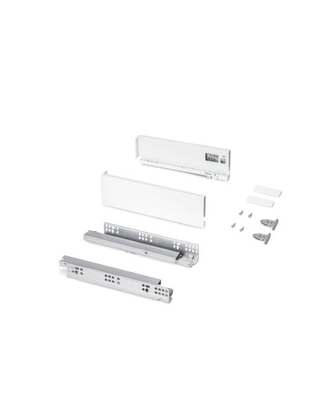 Emuca Cassetto esterno Protone 30kg, guide di estrazione totale con una chiusura soft, altezza 93mm, profondità 300mm, Bianco