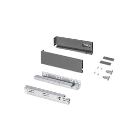 Emuca Cassetto esterno Protone 30kg, guide di estrazione totale con una chiusura soft, altezza 93mm, profondità 300mm, Grigio