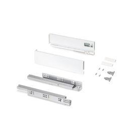 Emuca Cassetto esterno Protone 30kg, guide di estrazione totale con una chiusura soft, altezza 93mm, profondità 350mm, Bianco