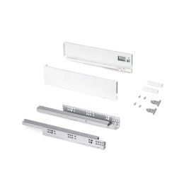 Emuca Cassetto esterno Protone 30kg, guide di estrazione totale con una chiusura soft, altezza 93mm, profondità 400mm, Bianco