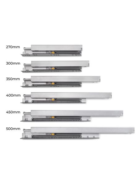 Emuca Cassetto esterno Protone 30kg, guide di estrazione totale con una chiusura soft, altezza 93mm, profondità 400mm, Bianco