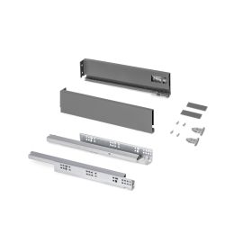 Emuca Cassetto esterno Protone 30kg, guide di estrazione totale con una chiusura soft, altezza 93mm, profondità 400mm, Grigio