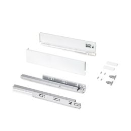 Emuca Cassetto esterno Protone 30kg, guide di estrazione totale con una chiusura soft, altezza 93mm, profondità 450mm, Bianco