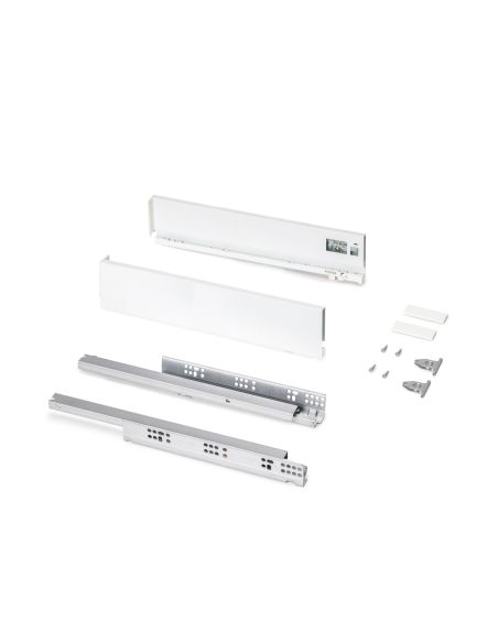 Emuca Cassetto esterno Protone 30kg, guide di estrazione totale con una chiusura soft, altezza 93mm, profondità 450mm, Bianco