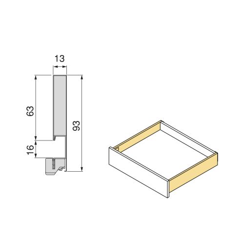 Emuca Cassetto esterno Protone 30kg, guide di estrazione totale con una chiusura soft, altezza 93mm, profondità 450mm, Bianco