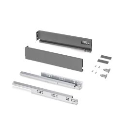 Emuca Cassetto esterno Protone 30kg, guide di estrazione totale con una chiusura soft, altezza 93mm, profondità 450mm, Grigio